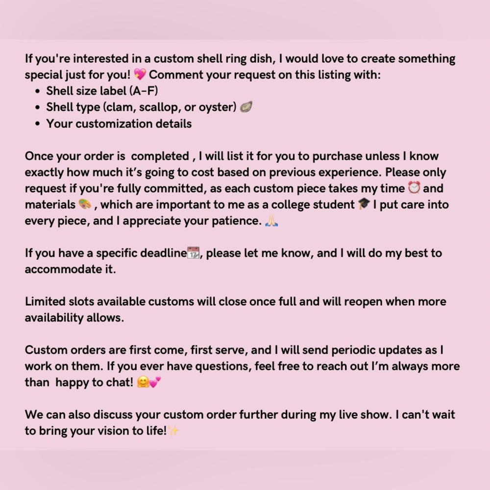 🐚Custom Shell Ring Dish Information Comment Below 👇🏻for custom inquiries. 🦪 - Picture 5 of 15